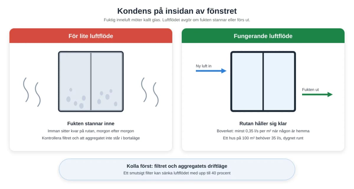 Kondens på insidan av fönstren: är det ventilationen?