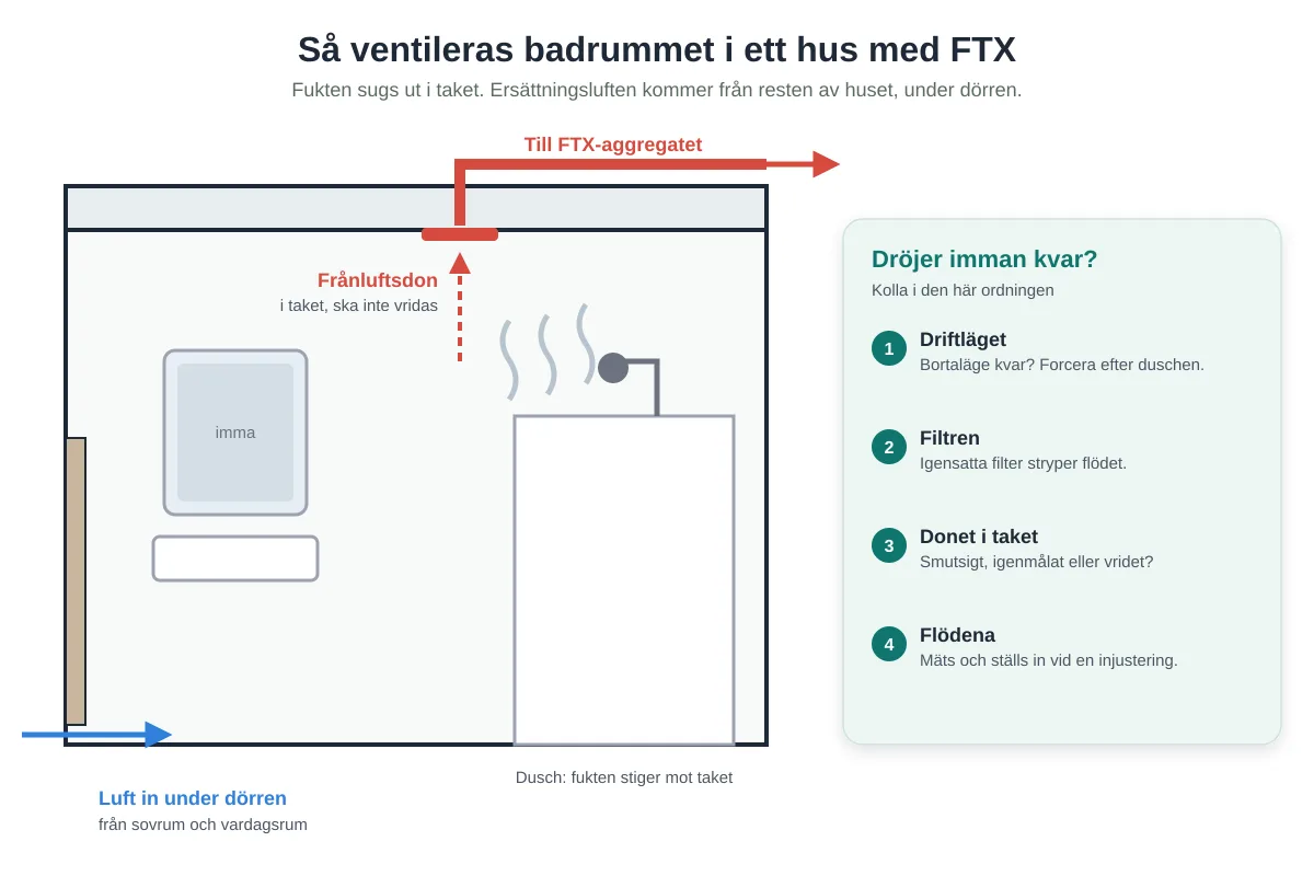 Ventilation i badrummet med FTX: därför dröjer imman